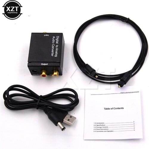 3.5MM Jack 2*RCA Digital to Analog Audio Converter Amplifier Decoder Optical Fiber Coaxial Signal to Analog Stereo Audio Adapter
