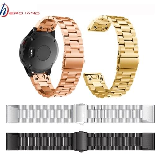 Fenix 5X 26mm Quick Fit Stainless Steel Metal Watch Band Strap for Garmin Fenix 5X/5X Plus/Fenix 3/3 HR/D2 Delta PX Smart Watch