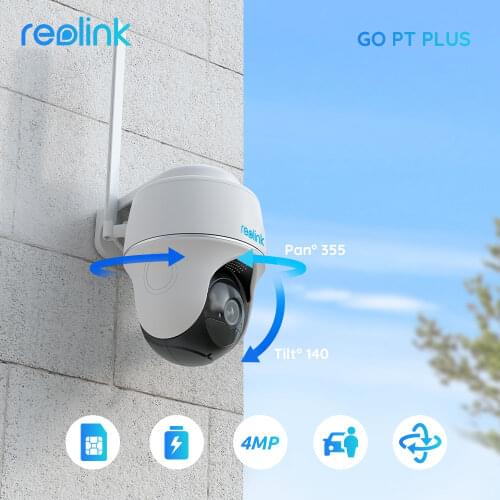 Reolink GO PT battery camera 4G LTE 1080p solar panel powered Pan Tilt PIR motion detection 2-way audio for outdoor security