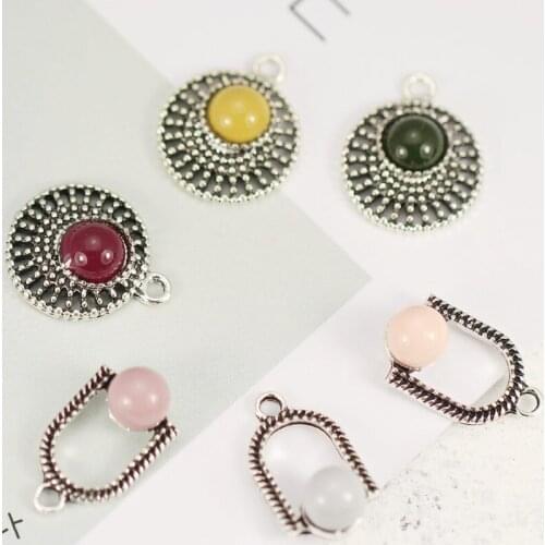 10pc Simple round and U design pendant Earrings Drop U-shaped charm Ear Studs tag Jewelry DIY headdress findings