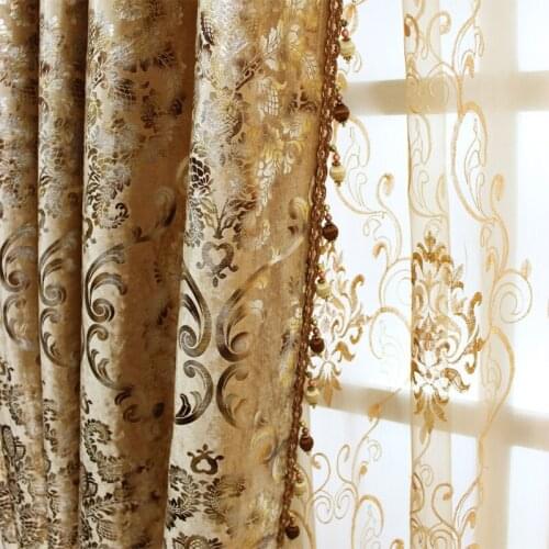 Bedroom European Curtains for The Living Room Window Shading Bronzing Cloth of Dining Key Luxury Style Flannelette