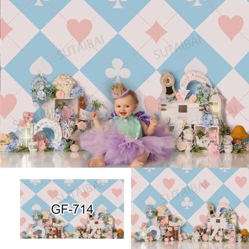 Fairy Tale In Wonderland Photography Backdrops Tea Party Garden Flowers Background for PhotoStudio Chidlren Birthday Party Decor