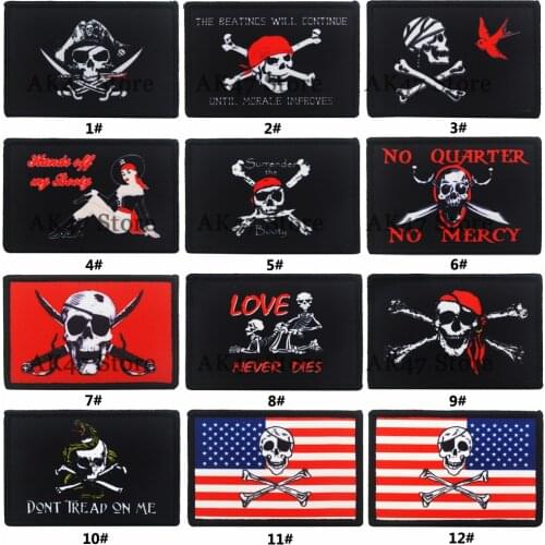 Sparrow Skull SCARF PIRATE JOLLY ROGER DEAD MANS CHEST USA FLAG CROSSS WORDS BONES Pinup Don't Tread On Me patch