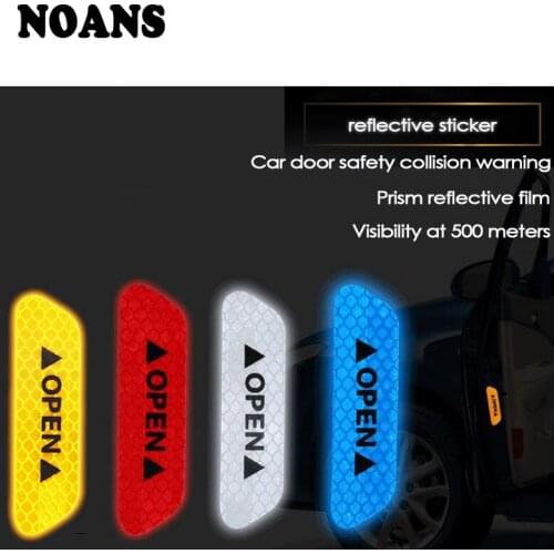 NOANS Car Door OPEN Sign Stickers Safety Warning Mark Reflective Tape For BMW E36 F30 F10 E30 M X5 Ssangyong Volvo XC90 V70 XC60