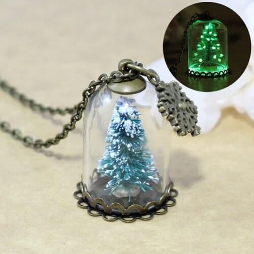 2PCS Luminous Necklaces Pendants Tree glass Bottle Pendant Necklace Charm Girls Glow Jewelry Necklace Christmas Gift for woman