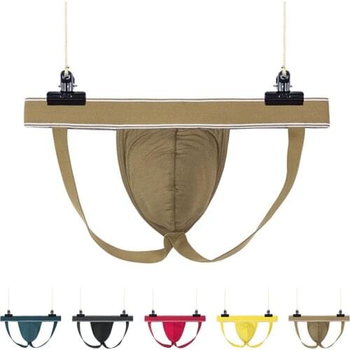 Penis Big Pouch Double Thong Men Sexy Underwear Backless Jockstrap Briefs Breathable Hollow Panties Karate Groin Guard Underpant