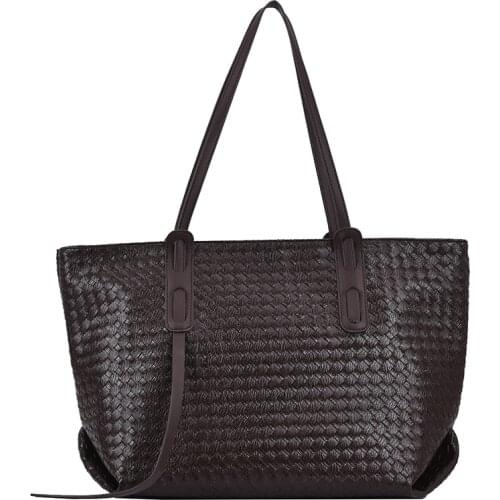 Large Capacity Women Pu Leather Handbags Weave Tote Bags High Quality Ladies Big Shoulder Bag Casual Female Travel Messenger Bag