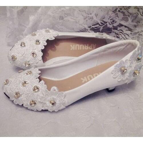 3CM/4.5CM/8.5CM heel customized champagne crystal rhinestones laces wedding shoes woman round toes slip on lady party shoe