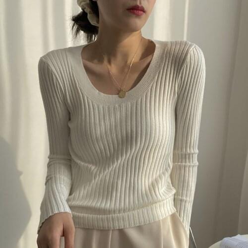 Knitted Sweater Women Long Sleeve 2021 Autumn Black Korean Style Knit Pullovers Clothes Solid Casual Woman Sweaters Jersey Mujer
