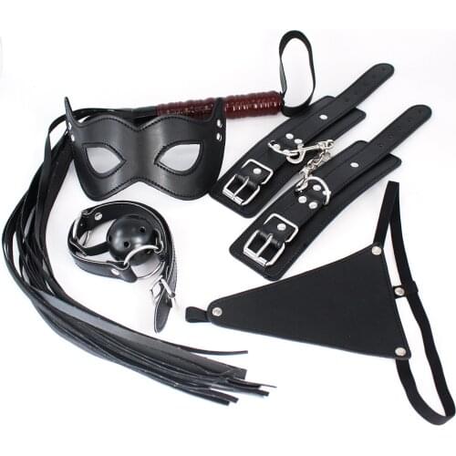 1/5pcs BDSM Bondage Kits Handcuffs Erotic Whip Panties Mask Leather Fetish Slave Bondage Tame Games For Couples Flirting Sex Toy