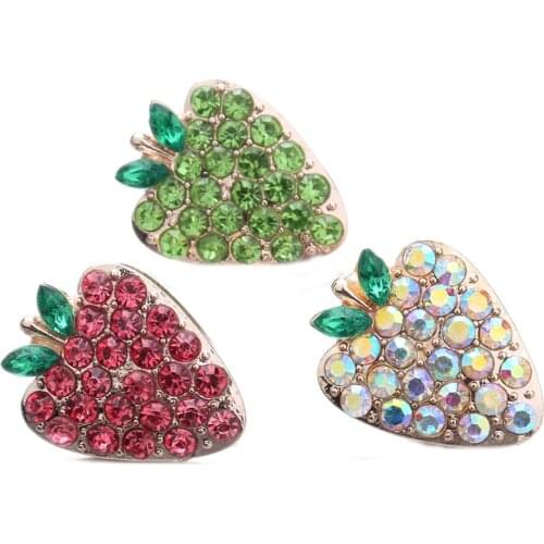 10pcs/lot New Rose Gold Strawberry Snap Buttons Jewelry 18mm Metal Snap Buttons Fit 18mm Snap Necklace for Women Jewelry