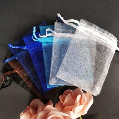 100pcs Organza Bags Sheer Bags Packing Drawable Wedding decoration Gift Bags Sachet Organza Gift Bag 6X8cm 9X14cm 12X17cm 6z