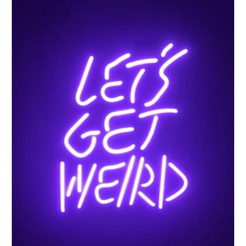 14“ Lets Get Weird Purple Acrylic Custom Neon Light Lamp Sign Beer Bar Handmade Decorate Home Wall Room Windows Tube Artwork