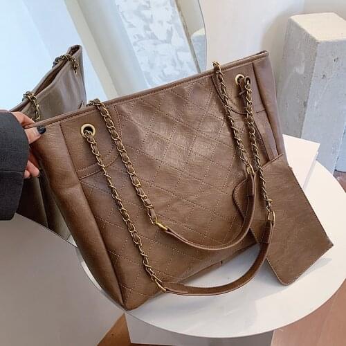 2 Pcs/set Large PU Leather Hand Bags 2020 Womens Bag Trend Shoulder Handbags Female Travel Totes Lady Designer Handbag