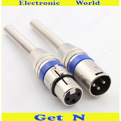30pcs Long-Spring 3-Pole Male/Female Cannon XLR Connector Plug with Blue Circle for Karaoke Microphone Cannon Long-Spring