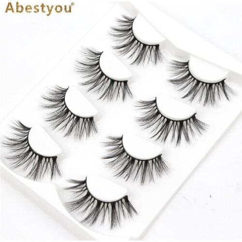 Abestyou 4pairs Mink Eyelashes Fluffy Natural Soft Cross False Eyelashes Eyelash Extension Volume 3D Mink Lashes Makeup