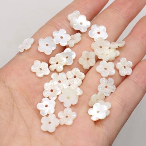 4pcs Hot Natural Freshwater Flower Shape White Shell Loose Beads for Women Necklace Bracelet Jewelry Making Gift Size 10x10mm