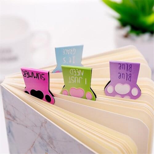 4pcs /Set Cute Cat Paw Magnetic Bookmarks Kawaii Stationery Creative Book Labels Paper Page Clips School Office Supplies