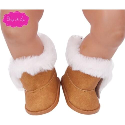 43 cm baby dolls shoes newborn Winter plush ankle boots Baby toys fit American 18 inch Girls doll f151