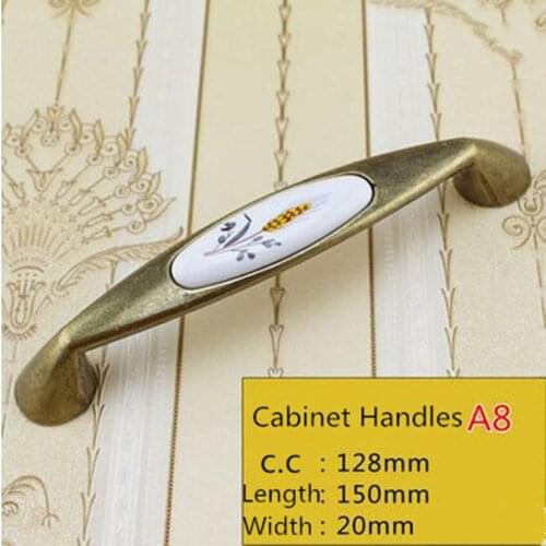 5" antique brass kitchen cabinet handle ceramic cupbord pull 5" bronze dresser wardrobe dresser furniture handles knobs 128mm