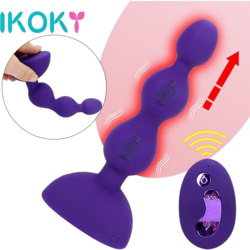 IKOKY Anal Vibrator 10 Speed Remote Control Extension Vibrating Anal Beads Plug Prostate Massager Sex Toys For Women Men Gay