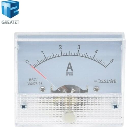 DC Pointer Current Meter 5A Analog Ammeter Current Meter Gauge Measuring Tools for Diy