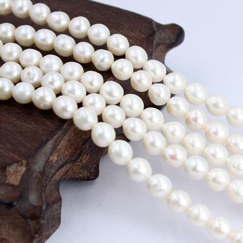 Free Shipping 6-7mm Round Reborn Edsion White Freshwater Pearl Jewelry Making Spacer Beads Strand 14"
