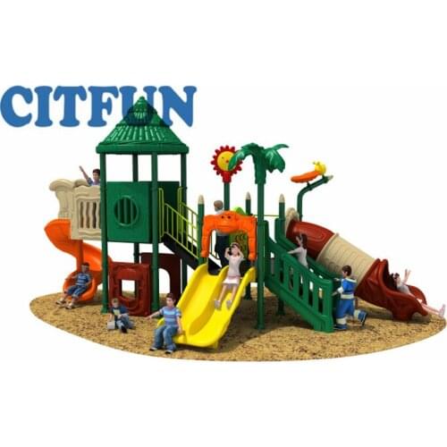 Factory price Jungle Theme kids outdoor playground, Good quality plastic slide exercise equipment for top plaza OP18H-032B