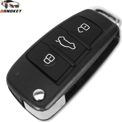 Dandkey 10X Replacement Folding Flip Remote Car Key Shell Case 3 Button Case For For Audi A2 A3 A4 A6 A6L A8 S5 Q7 TT No Blade