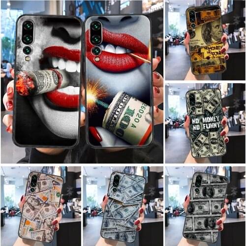 No Money banknote funny Phone case For Huawei Honor 6 7 8 9 10 10i 20 A C X Lite Pro Play Frosted black painting bumper art