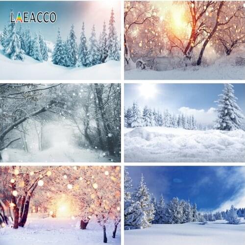 Laeacco Winter Forest Trees Branches Snow Storm Landscape Photography Backdrops Photographic Backgrounds Photophone Photo Studio