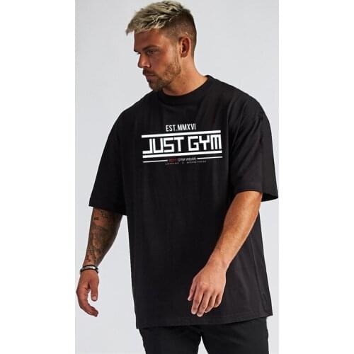New brand hip-hop Fashion t-shirt men oversized loose dropped shoulder t shirt cotton streewear tshirt gym fitness tops tees