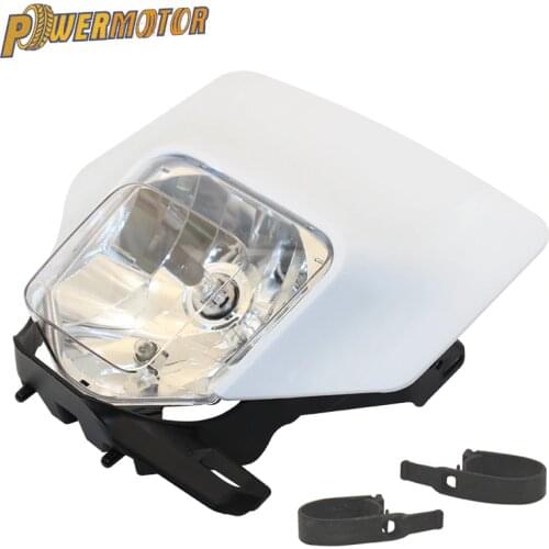 PowerMotor Motorcycle White Supermoto Headlight Lamp Headlamp Head Light For HUSQVARNA FE TE 2018 17 MX Dirt Bike Enduro