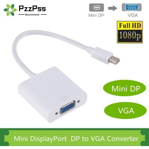 PzzPss 1080P Mini DP To VGA Cable Adapter Mini Thunderbolt Mini Display Port to VGA Male to Female Converter for HDTV Monitor