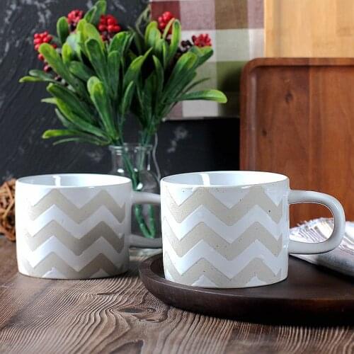 400ml Creative Stripe White Mug Ceramic Mug High Quality Milk cup