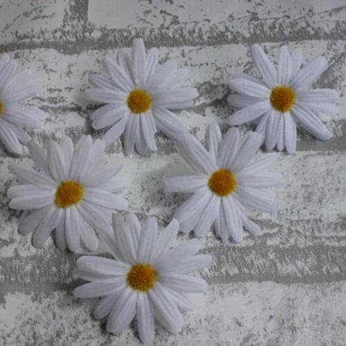 Small Fabric Artificial Silk Fake White Daisies Heads,Photography Props,Wedding Decorations,DIY Hair Accessories,80PCS,6CM Head