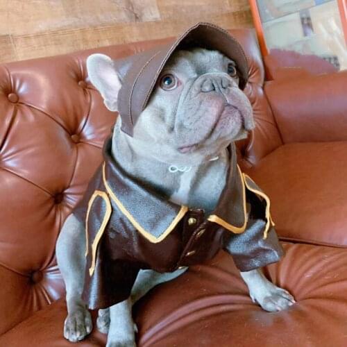 Fashion French Bulldog Pet Dog Leather Jacket Waterproof Coat For Small Medium Dogs Schnauzer Chihuahua Pug Hoodie Clothes YKC30