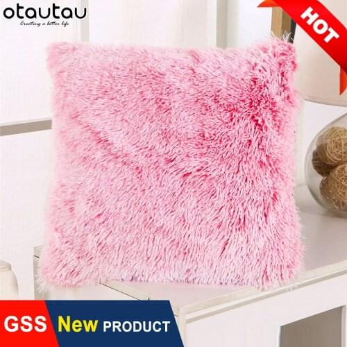 Fluffy Plush Throw Pillow Case 43x43cm Soft Sofa Chair Throw Pillowcase Cover Office Car Couch Seat Pet Kids Back Cushion Pad