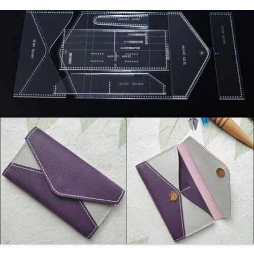 1 Set DIY Leathercraft Tools Set Acrylic Clear Multi Pocket Long Purse Wallet Leather Templates 19*10.5*2cm