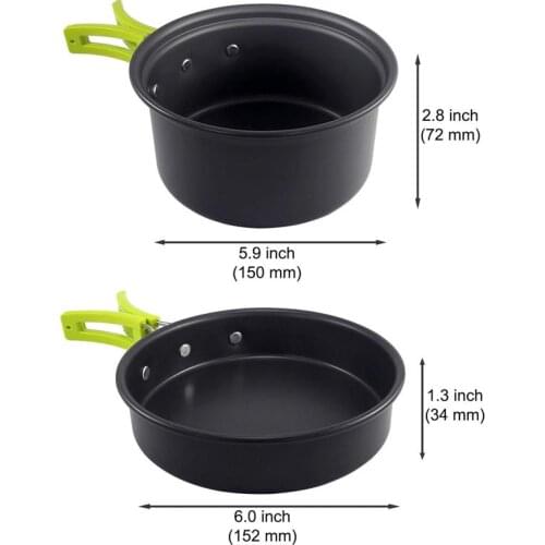 Camping Cookware Mess Kit with Folding Camping Stove, Non-Stick Lightweight Pots Pan Set Backpack Cooking kit