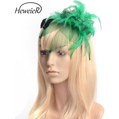 New Fashion Net Mesh Fascinator Headband Hair Band Lady Women Bridal Party Headwear Feather Hairpiece Cocktail Races Hairband