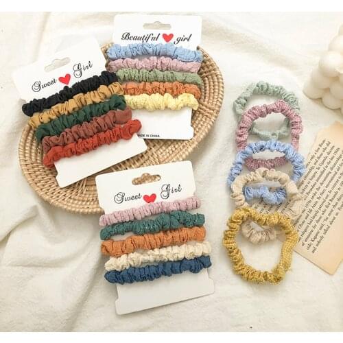 5PCS/Set New Women Satin Silk Candy Color Scrunchies Elastic Ponytail Hairband Girls Sweet Headband Fashion Hair Accessories