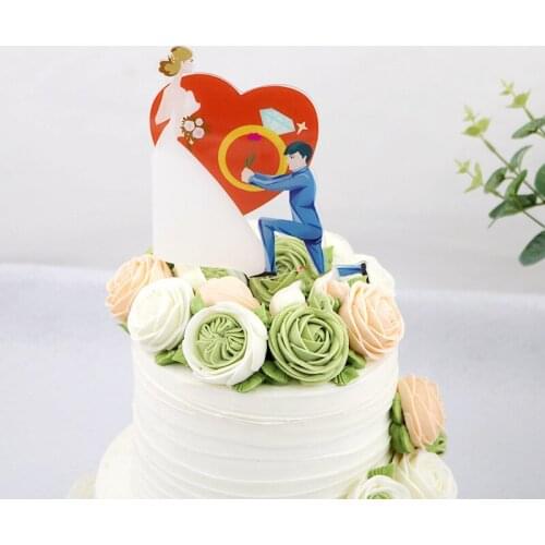 New Proposal Wedding Cake Topper Color Acrylic Groom Bride Engagement Cake Dessert Decoration wedding Cupcake Topper Decoration