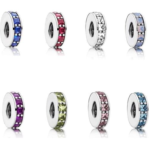 New S925 Sterling Silver Beads Transparent CZ Bracele DIY Bracelet Charm Beaded Pendant for Original Jewelry Gift Pendant