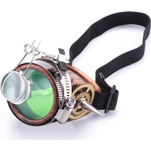 Steampunk Goggles Halloween Party One-eyed Goggle Welding Spikes Gears Gothic Glasses Vintage Removable magnifying glass Cosplay
