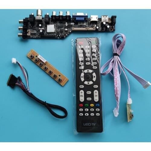 Kit For B140XW02 V2/B140XW02 V3 40pin DVB-T2 controller board remote digital TV LVDS USB Signal WLED VGA LED HDMI 1366X768 14"