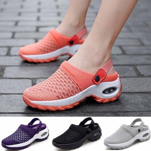 2021 New Summer Women Shoes Breathable Mesh Casual Increase Cushion Ladies Sandals Outdoor Walking Slippers Non-slip Beach Shoes