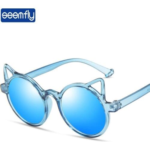 Seemfly Cute Cat Ears Sunglasses Brand Design Baby Kids Retro Unisex Eyewear Decorative Fashion Sun Glasses Boys Girls UV400