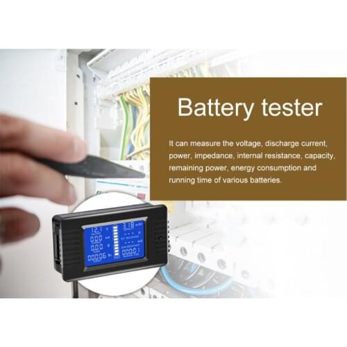 DC 0-200V 0-300A Battery Tester Voltmeter Ammeter Power Impedance Capacity Energy Time Meter 50A/100A/200A/300A Battery Monitor