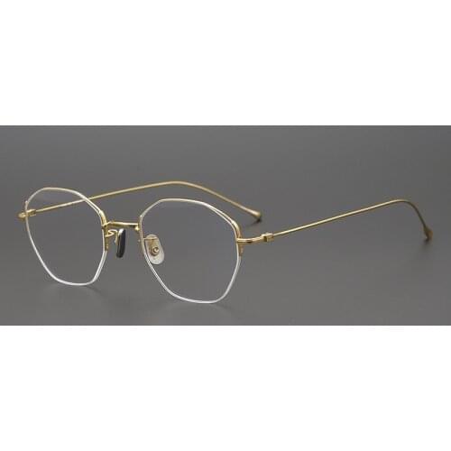Titanium Glasses Frame Men Women 2020 Vintage Half Rim Gold Eye Glasses Optical Myopia Eyeglasses Frames Clear Eyewear Oculos
